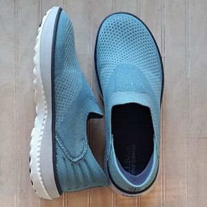New L.L. Bean Freeport Teal Knit Slip-On Comfort Lightweight Breathable Sneakers